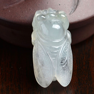 缅甸天然a货翡翠蝉吊坠冰种 玉知了一鸣惊人玉蝉玉吊坠翡翠玉挂件