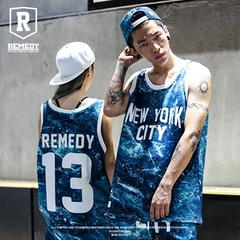 REMEDY原创潮牌背心简约城市印花太空棉圆领休闲青年男士夏季背心