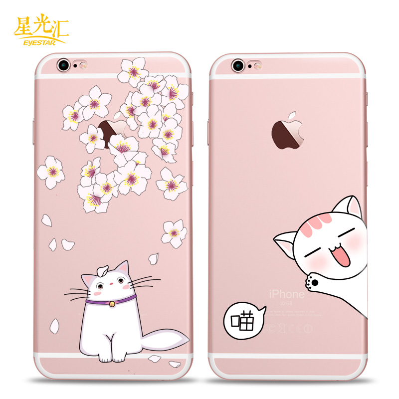 苹果6s手机壳 卡通创意iPhone6plus全包防摔硅胶壳可爱猫咪保护套产品展示图1