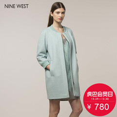 Nine West/玖熙秋冬新品女装七分袖长款圈圈花呢大衣女3051555902