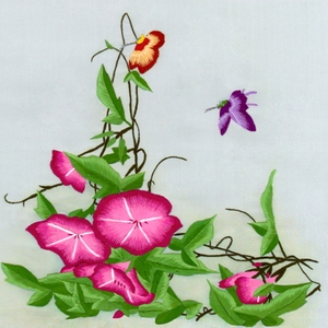苏绣刺绣纯手工自绣diy初学套件材料包花草牵牛花客厅挂画送教程