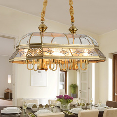 布尼诗餐厅灯铜灯美式铜吊灯欧式客厅吊灯长方形大气复古简欧灯具