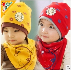 宝宝帽子秋季女男6-12个月1-2岁纯棉韩国婴儿帽子冬天套头帽睡眠