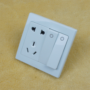 超值特价86型暗装墙壁插座二开带五孔插座双开双控带五孔电源插座