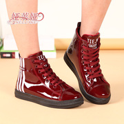 -Fall 2015 new fashion trend of PU leather Korean stripe high waterproof shoes casual student sailing shoes