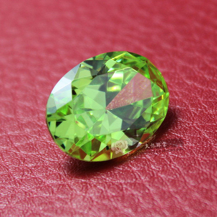苹果绿锆石裸石立方氧化锆饰品首饰diy蛋形进口瑞士钻仿钻椭圆形