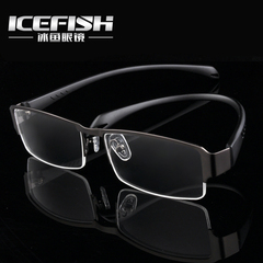 icefish半框眼镜架 钛合金眼镜框男 光学配近视眼镜男 配眼镜成品