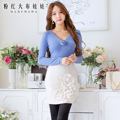 Spring skirt pink doll a dress skirt 20,151 step gluteal woolen skirts women