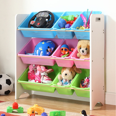 心家宜儿童卡通收纳柜玩具整理箱实木储物箱幼儿园置物三层整理架