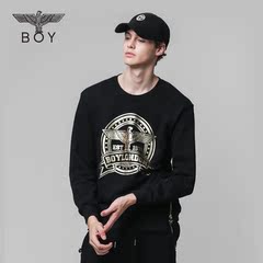 BOY LONDON韩国正品卫衣男黑色烫金飞鹰时尚百搭套头衫B63MT35U99