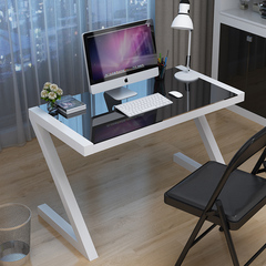 琪翔简约现代 钢化玻璃电脑桌台式家用办公桌 简易学习书桌写字台