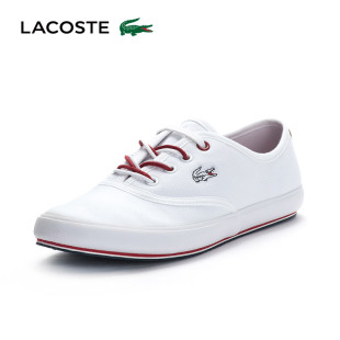 巴黎世家track鞋帶系法 LACOSTE 法國鱷魚女鞋 低幫系帶透氣白色休閑帆佈鞋 AMAUD 120 1 ck