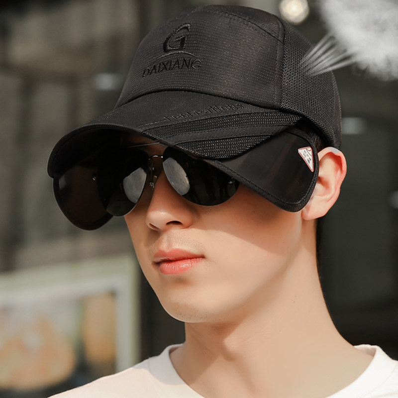 帽子男棒球帽夏天大檐伸缩遮阳帽uv防晒太阳帽韩版户外运动鸭舌帽