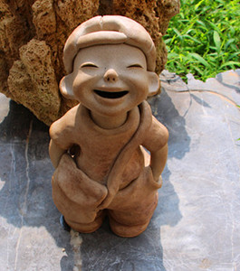 手工 陶艺泥人 人物摆设 陶土人物 陶瓷娃娃 酒店装饰 小歪帽陶人