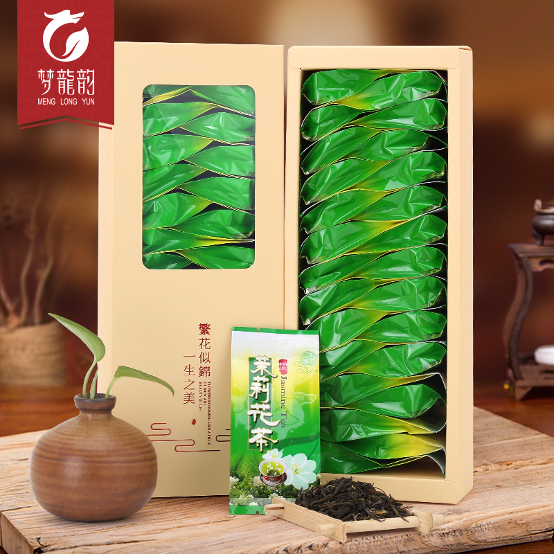 梦龙韵 茉莉花茶 150g*2 礼盒装 袋泡茶 新茶 花茶茶叶 金翼系列产品展示图3