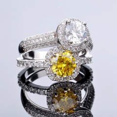 奢华微镶 T 家 专柜经典 八心八箭钻石戒指 完美闪耀超大黄钻