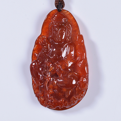 老坑冰糯种大件红翡观音挂件21.56克