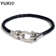 YUKI titanium steel men bracelet Italy new product design Korean fashion leather cowhide jewelry