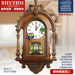 RHYTHM丽声 挂钟表客厅欧式复古实木整点报时钟摆 创意艺术CMH752