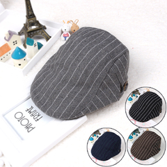 2015韩版儿童帽子纯棉 男童条纹贝雷帽潮款婴幼儿帽子 宝宝遮阳帽