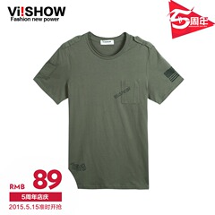 Viishow2015 summer dress new short sleeve t-streets of Europe and the solid color short sleeve cotton t-shirt simple crew neck t