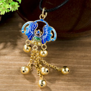 Is 925 Silver cloisonne Thai ladies vintage bat tassel pendant, gold-plated pendant