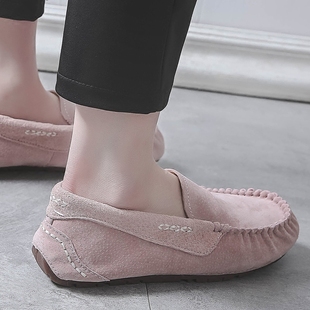 豆豆鞋女秋季孕妇原宿真皮平跟平底懒人一脚蹬夏2019新款百搭韩版