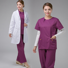 韩国手术服整形工作服美容服牙科医生护士医疗服紫色套装全棉包邮