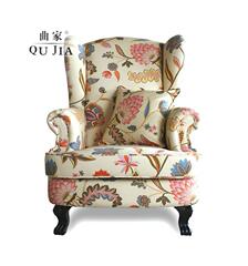 高贵新古典韩式田园布艺单人沙发小户型美式个性花布老虎椅子品牌