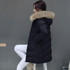 2016冬装新款韩版貉子大毛领修身显瘦连帽羽绒服女中长款加厚大码