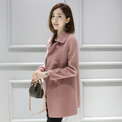 2016新款韩版双面羊绒大衣女呢子大衣毛呢外套修身显瘦中长款女装