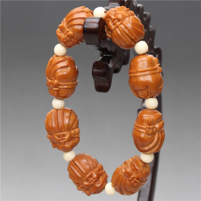 苏工名家俞吕杰《阿福》橄榄核雕8颗