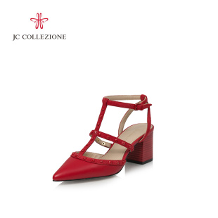 紀梵希半臉背包 JC COLLEZIONE 捷希2020優雅綁帶尖頭 鉚釘粗跟半涼單鞋871140202 紀梵希後背包