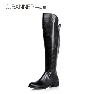 celine是哪裡產的 C.BANNER 千百度 冬季牛皮加絨內裡高靴長靴過膝靴A5620720 celine的皮