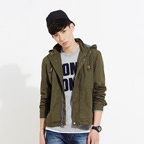 美特斯邦威2015秋装新款男可脱卸帽洗水短夹克吊牌价299