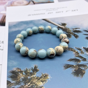 寿山石青蓝色女学生送闺蜜情侣生日礼物韩简约清新时尚圆珠子手链