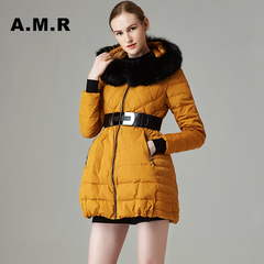 A．M．R/艾米瑞2016冬季女装新款 简约时尚修身大气 毛领羽绒服