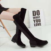 Women's sweater sleeve in autumn and winter boots shoes with chunky heels with over the knee boots biker boots with round head Korean fashion boots