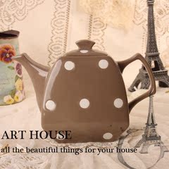 韩式时尚灰色波点系列陶瓷咖啡壶 奶茶壶 红茶壶 不带过滤网茶壶