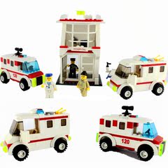 救护警车益智儿童玩具塑料积木拼插拼装医生场景过家家万格正品