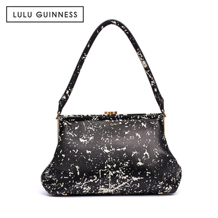 ysl人魚姬價格 LULU GUINNESS 露露姬妮斯黑色印花女士手提包大容量單肩手挎包 ysl