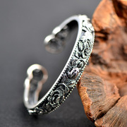 Thai silver bracelet s925 female classic opening silver bracelets elegant simplicity beautiful peony flowers