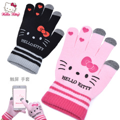 Hello Kitty正品女童手套冬保暖儿童可爱触屏五指手套