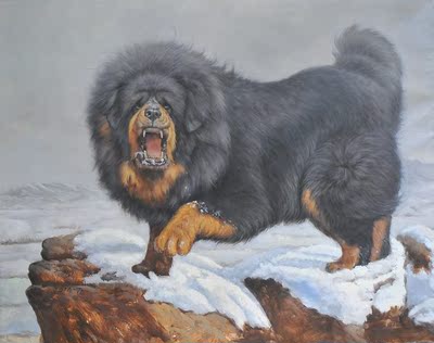 叶志富 《黑色藏獒no》布面油画