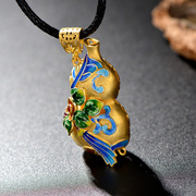 Burn blue boutique Thai cloisonne 925 silver plated gourd pendant women''s silver jewelry