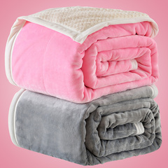 加厚双层珊瑚绒毛毯法兰绒毯子冬季盖毯空调毯纯色儿童床单人双人
