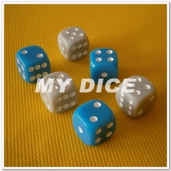 【MY DICE】14mm圆角点数骰子 麻将筛子 游戏色子 浅蓝/灰色 出口