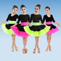 新款儿童舞蹈拉丁舞裙 女童演出服装少儿舞蹈服幼儿拉丁练功服