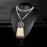 Very Thai cut flowers exaggerated long Pearl Necklace 925 Silver European luxury jewelry