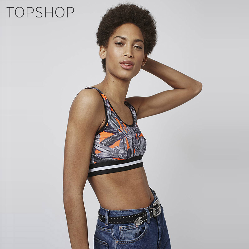 TOPSHOP2016秋冬新款亮橘色棕榈树叶花纹运动背心04T04JOGE产品展示图5